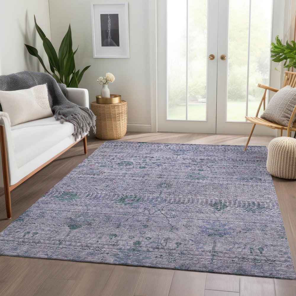Start2Finish luxurious washable indoor/outdoor Solace Lavender rug, 5&