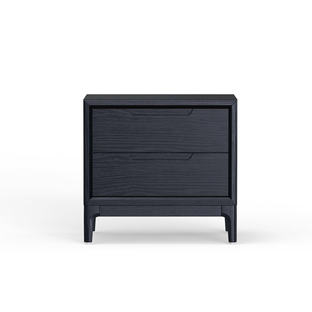 Vintage black June Nightstand by Start2Finish, wooden furniture with a sleek design and compact storage drawer.