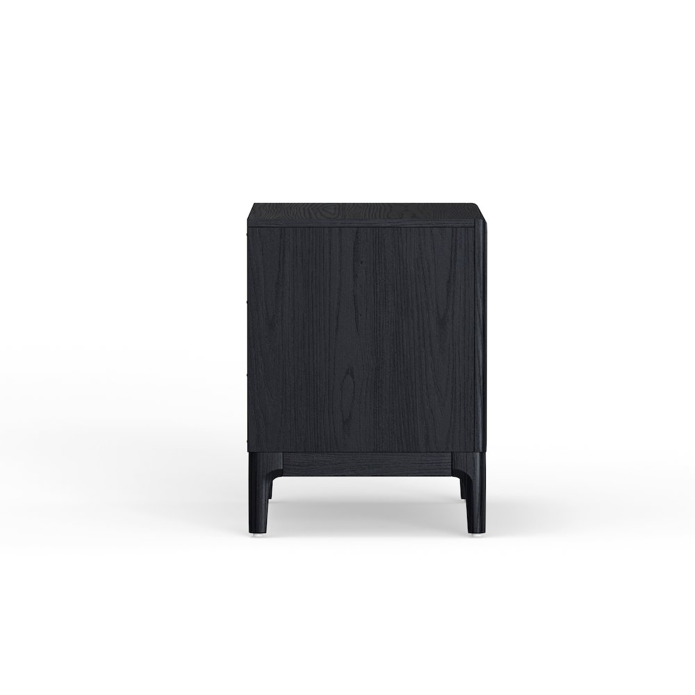 Vintage black June Nightstand by Start2Finish, showcasing a classic wooden furniture piece with a single drawer and sleek design.