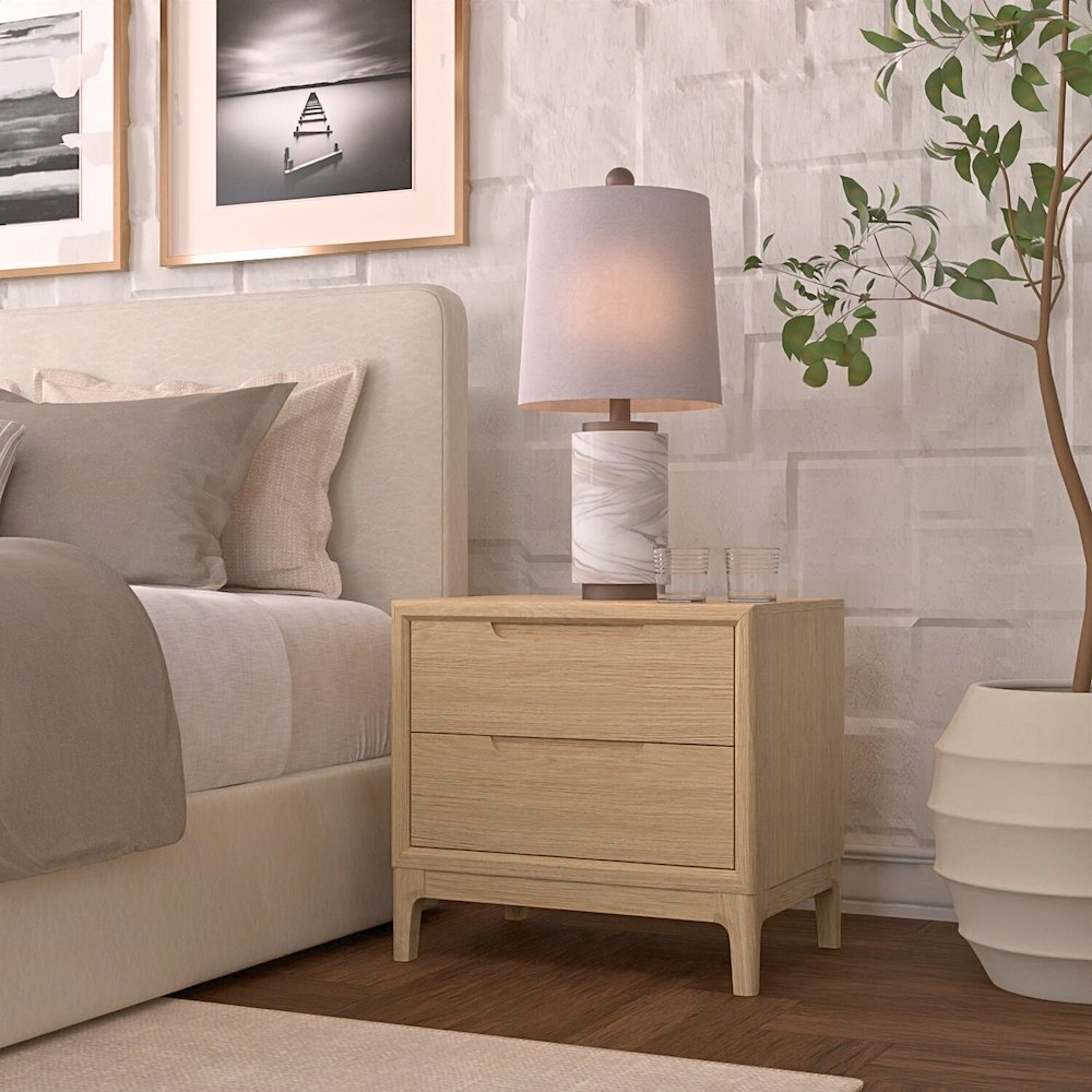 Light oak June Nightstand by Start2Finish, showcasing a modern furniture piece with a smooth finish and clean design.
