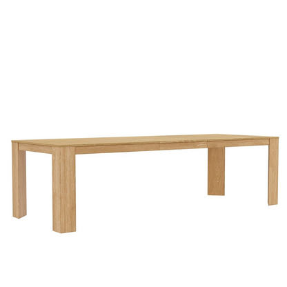 Start2Finish Carter Extension Dining Table in natural wood finish, showcasing its extendable surface and sturdy design.