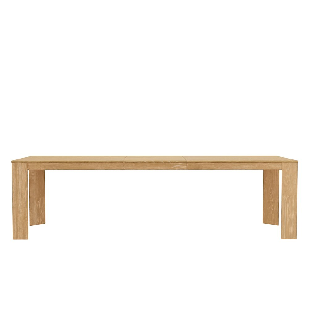 Start2Finish Carter Extension Dining Table in natural wood, showing the extended table with a smooth finish and sturdy legs.