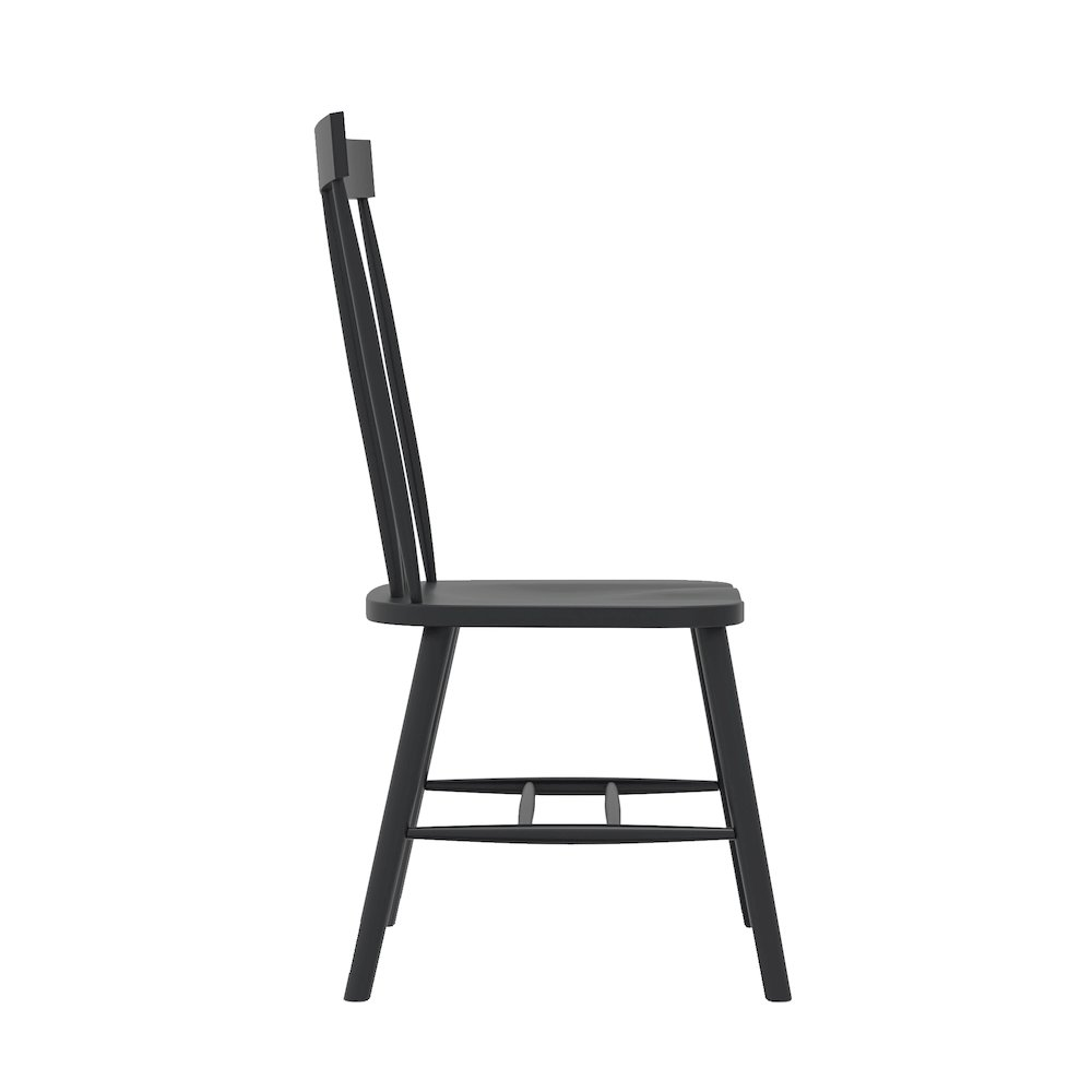 Black Eleanor Side Chair by Start2Finish with sleek design and wooden legs, suitable for dining or office spaces.