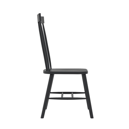Black Eleanor Side Chair by Start2Finish with sleek design and wooden legs, suitable for dining or office spaces.
