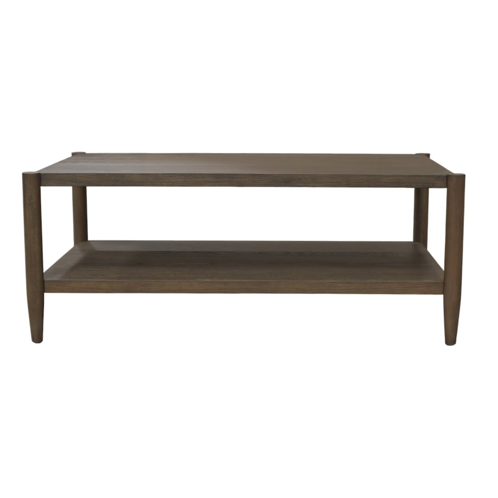 Start2Finish Sinclair rectangular coffee table in walnut wood with sleek design and sturdy legs, ideal for living room decor.