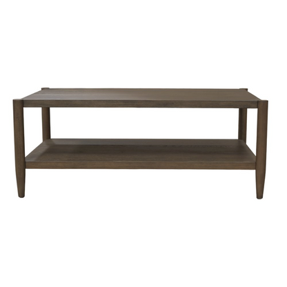 Start2Finish Sinclair rectangular coffee table in walnut wood with sleek design and sturdy legs, ideal for living room decor.