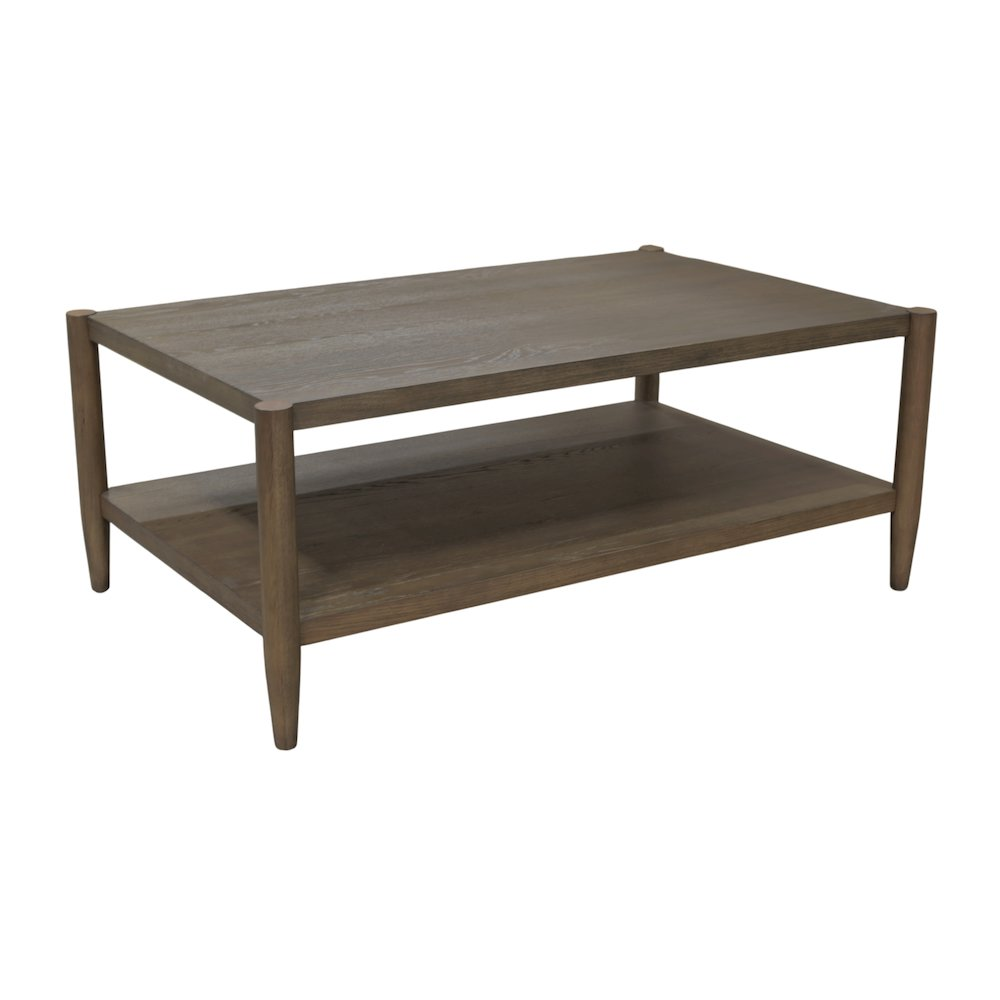 Start2Finish Sinclair rectangular coffee table with walnut finish, showcasing sleek wood surface and modern design.