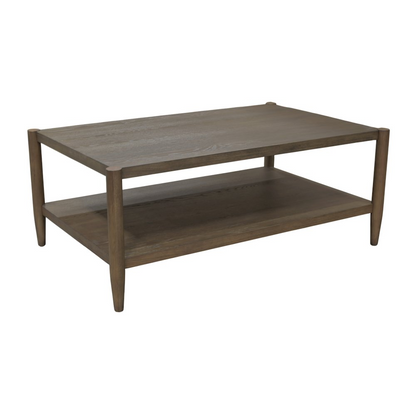 Start2Finish Sinclair rectangular coffee table with walnut finish, showcasing sleek wood surface and modern design.