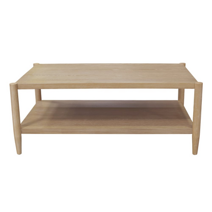Start2Finish Sinclair rectangular coffee table in natural wood, featuring a sleek, modern design with smooth edges and sturdy legs.
