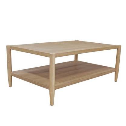 Start2Finish Sinclair rectangular coffee table in natural wood finish, showcasing clean lines and modern design.