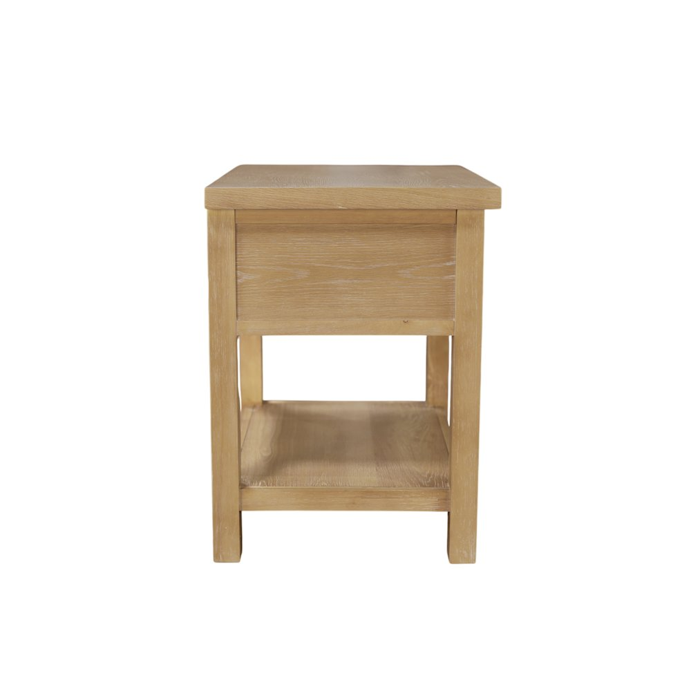 Start2Finish Emilia one-drawer nightstand with a sleek wooden finish, featuring a single drawer and modern design.