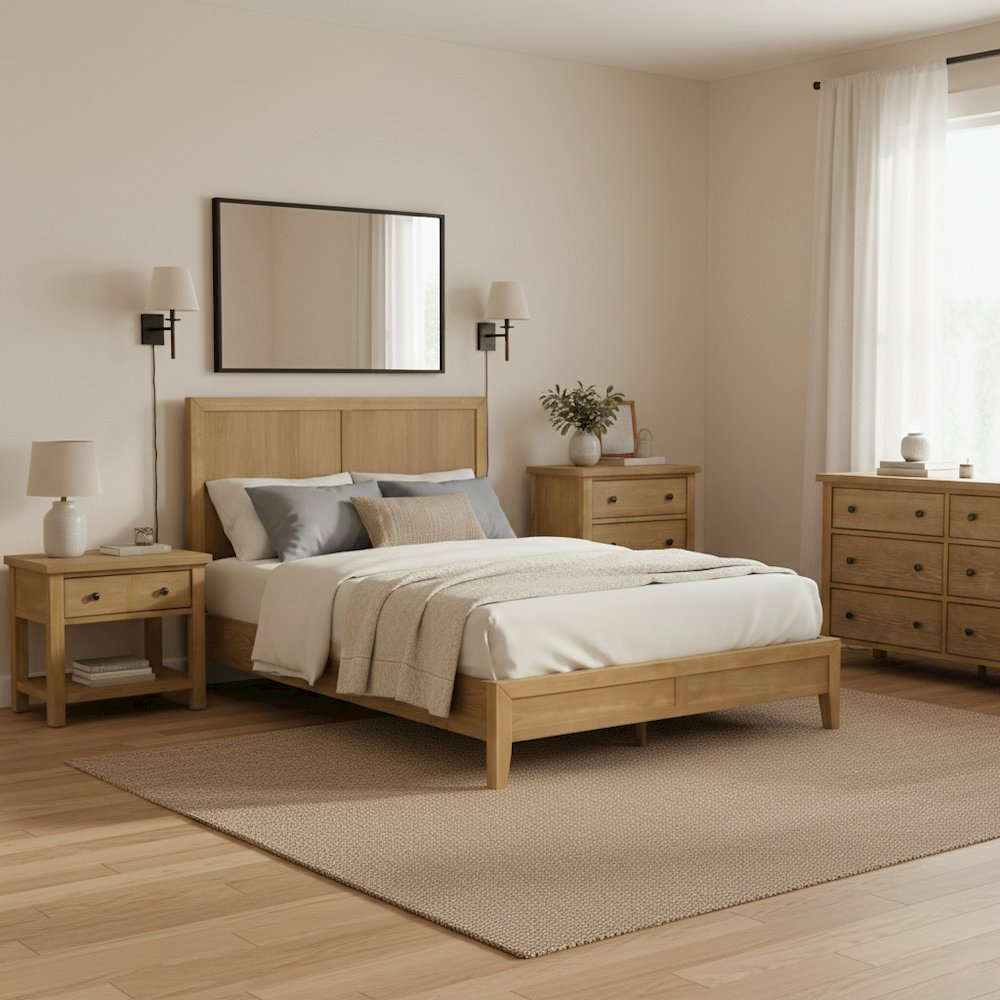 Start2Finish Emilia one drawer nightstand showing a modern wooden furniture piece with a sleek drawer and smooth finish.
