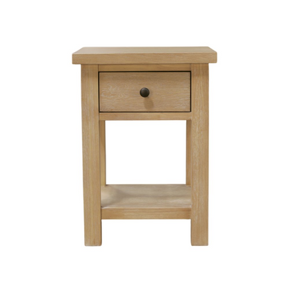 Emilia End Table by Start2Finish featuring a sleek wooden surface and modern design, perfect for living room or bedroom decor.