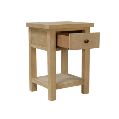 Start2Finish Emilia End Table with sleek wooden top and metal frame, ideal for living room or bedroom decor.