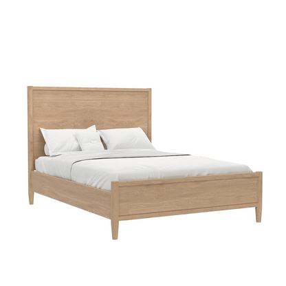 Start2Finish Sinclair Queen Panel Bed in natural wood finish with clean lines and a sturdy frame.
