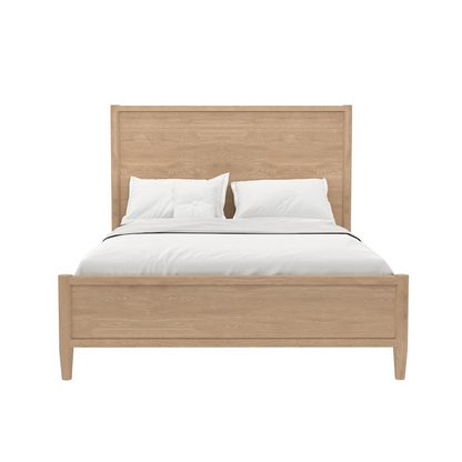 Start2Finish Sinclair Queen Panel Bed in natural wood finish with clean lines and a stylish headboard.