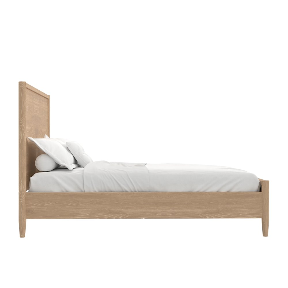 Start2Finish Sinclair Queen Panel Bed in natural wood finish with clean lines and sturdy frame.