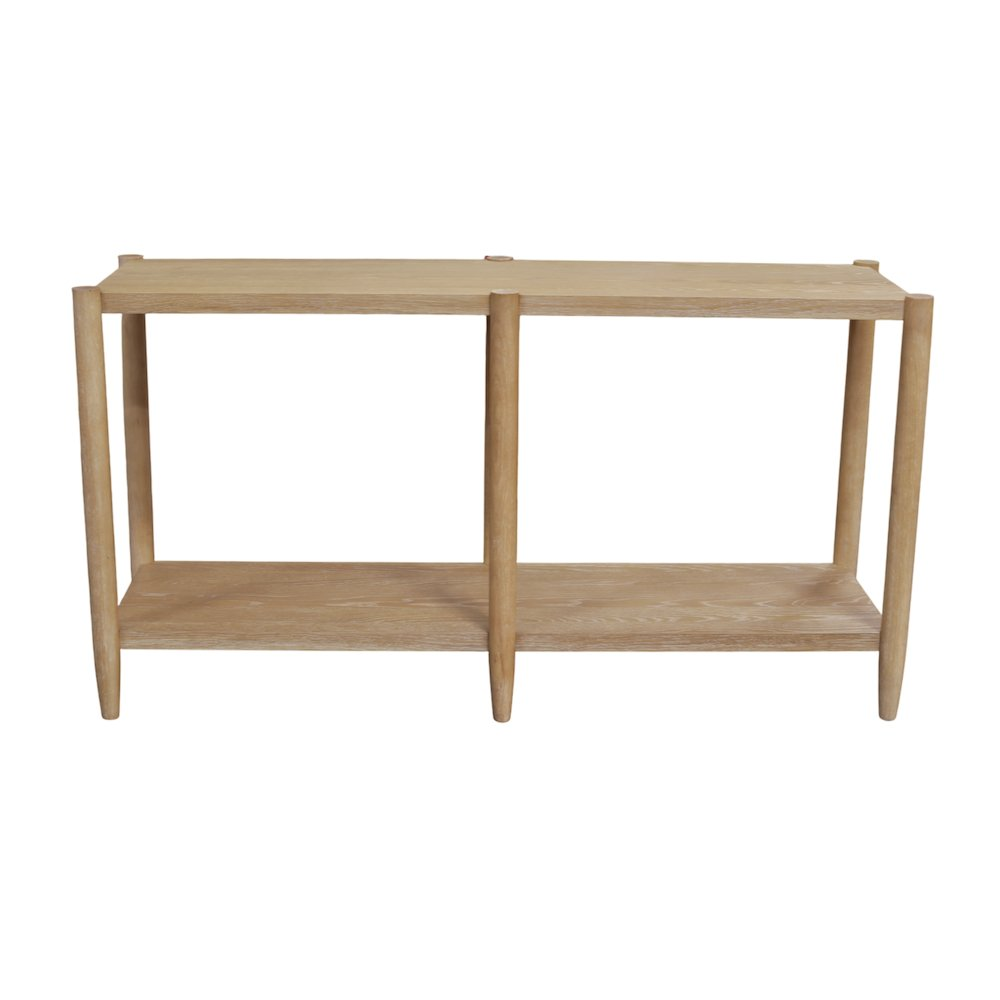 Start2Finish Sinclair console table in natural wood finish, featuring a sleek modern design for stylish home storage.
