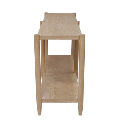 Start2Finish Sinclair Console Table in natural wood finish, showcasing sleek furniture design with a smooth tabletop and sturdy legs.