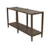 Walnut Sinclair Console Table by Start2Finish, showcasing sleek wooden furniture with a modern design and storage shelf.