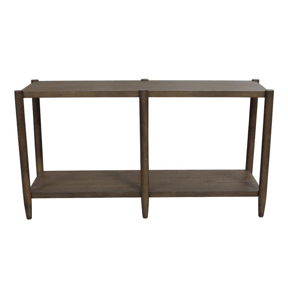 Walnut Sinclair Console Table by Start2Finish, showcasing a sleek wooden furniture piece with clean lines and a modern design.