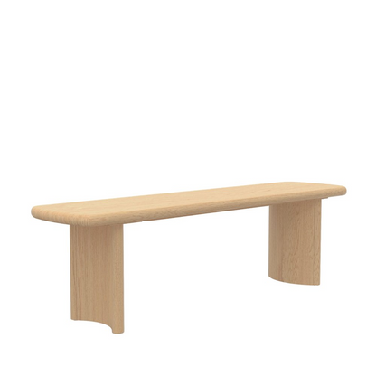 Light oak Gabrielle Bench by Start2Finish with a sleek, modern design and sturdy wooden legs, ideal for entryways or living rooms.