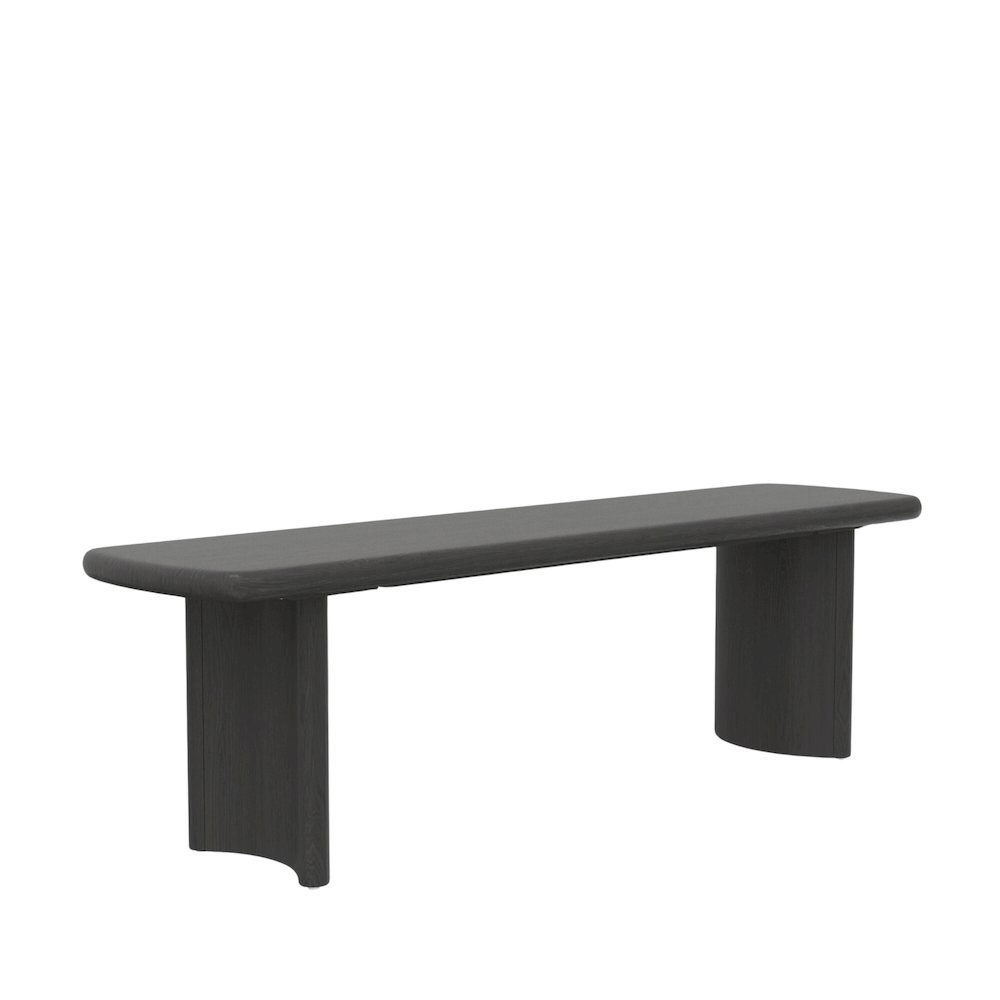 Black Gabrielle Bench by Start2Finish, showcasing a sleek wooden furniture piece with a sturdy design and a smooth finish.
