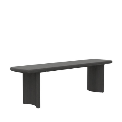 Black Gabrielle Bench by Start2Finish, showcasing a sleek wooden furniture piece with a sturdy design and a smooth finish.