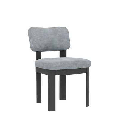 Set of two black Gabrielle Side Chairs by Start2Finish with sleek, modern design and sturdy wooden legs.