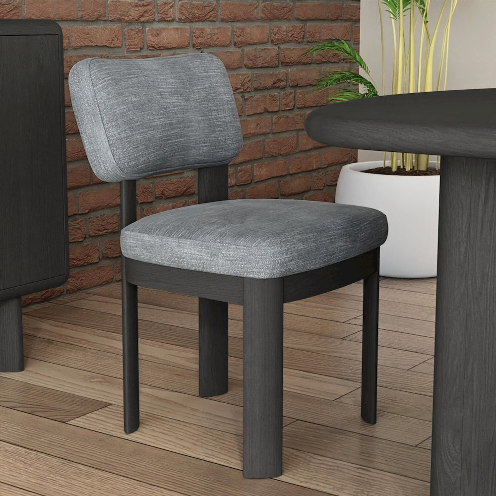 Set of two black Gabrielle Side Chairs by Start2Finish, showcasing sleek modern furniture with cushioned seats and sturdy legs.