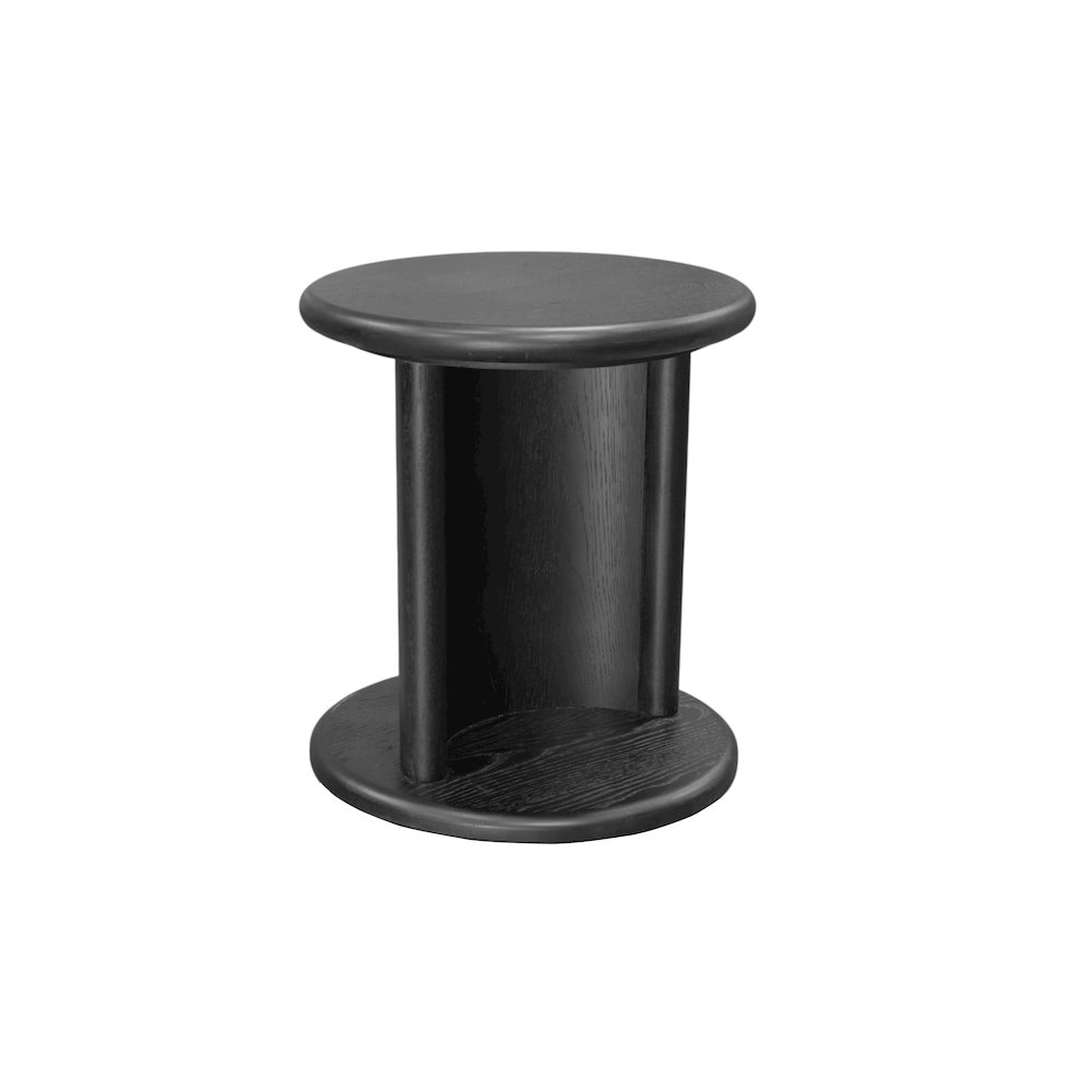 Black Gabrielle End Table by Start2Finish, showcasing a sleek modern furniture piece with a smooth tabletop and sturdy legs.
