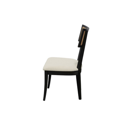 Set of 2 Oscar Side Chairs by Start2Finish, modern dining chairs with wooden legs and upholstered seats, shown from a side angle.