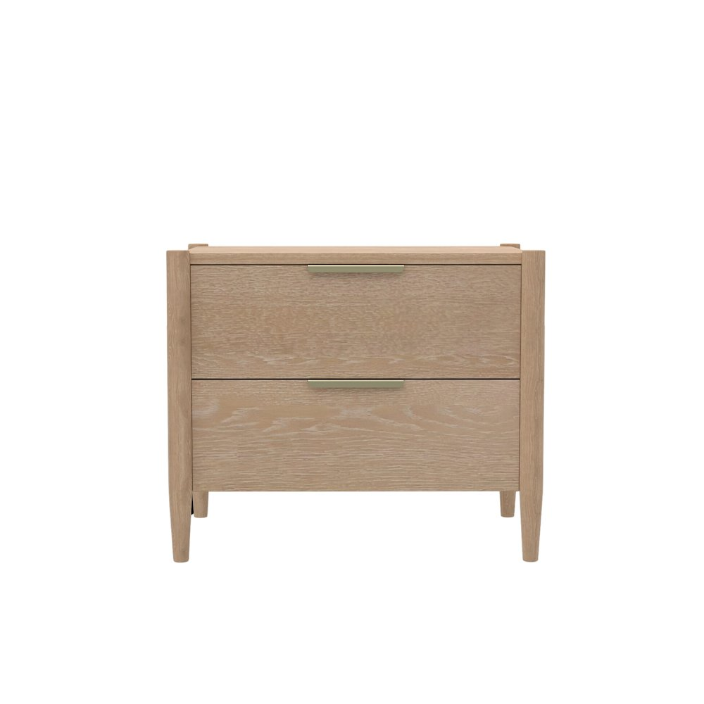 Start2Finish Sinclair nightstand in natural wood finish, featuring a modern design with a single drawer and open shelf.
