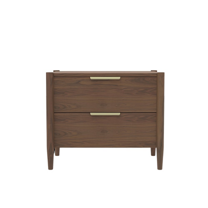 Walnut Sinclair nightstand by Start2Finish with a modern design, featuring a single drawer and open shelf for bedroom storage.