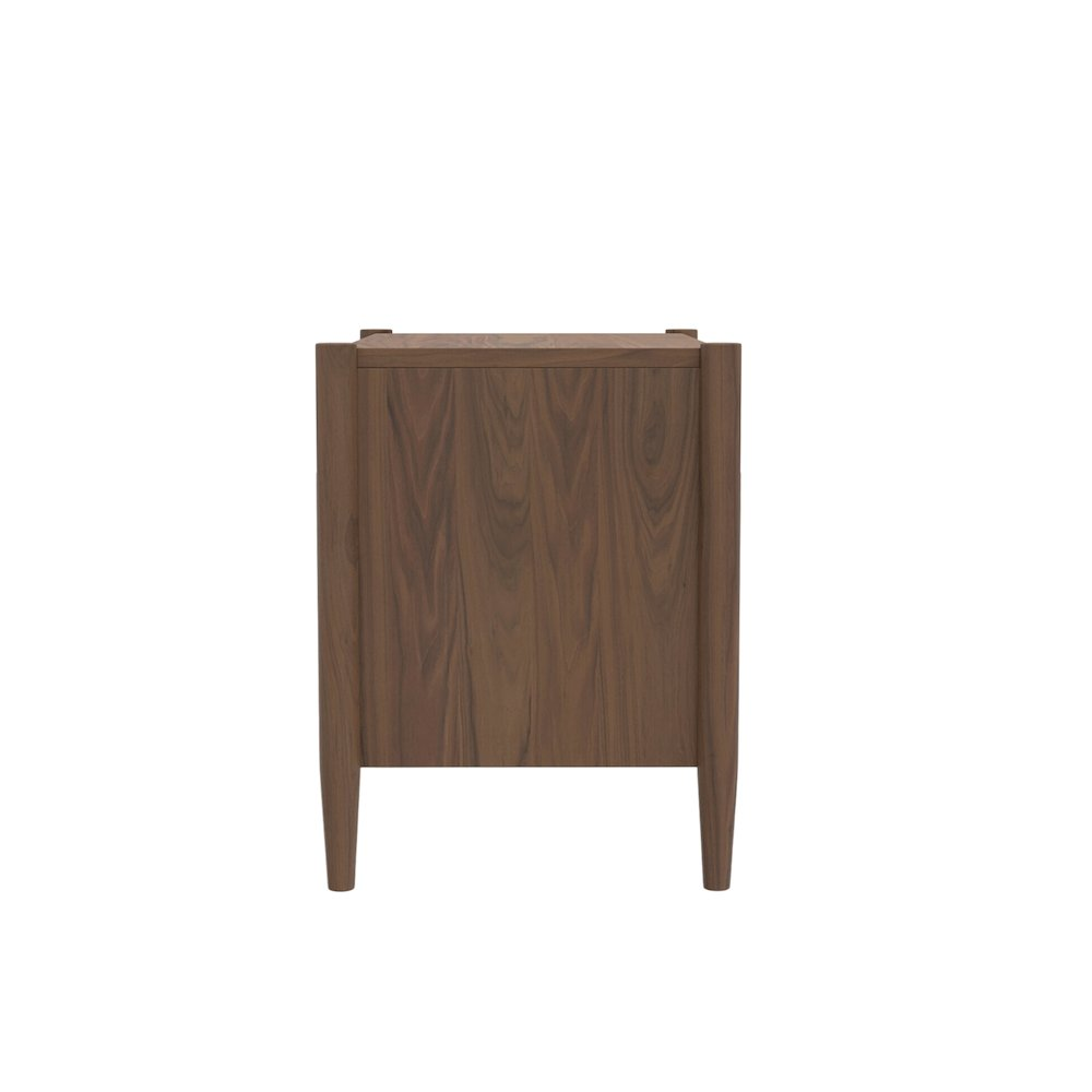 Walnut Sinclair nightstand by Start2Finish with a modern design, featuring a single drawer and sleek wooden finish.