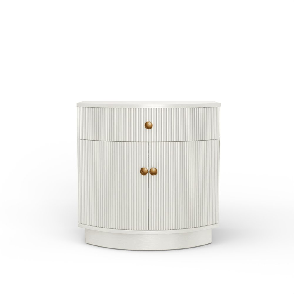 Olivia Nightstand by Start2Finish in coconut milk finish, modern furniture piece with two drawers and sleek design.