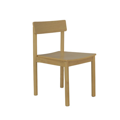 Light oak Hudson side chairs by Start2Finish featuring sleek wooden frames and comfortable seating for dining or living spaces.