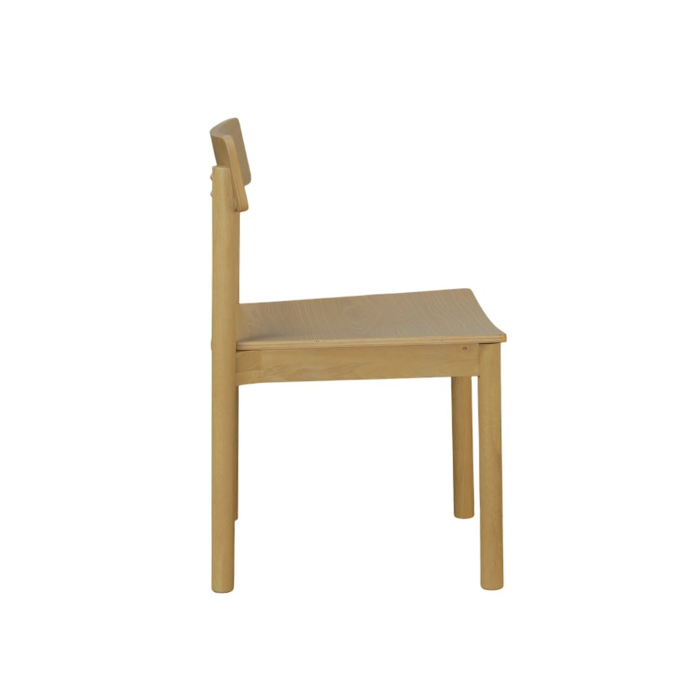 Light oak Hudson side chair by Start2Finish showing a modern wooden furniture piece with a sleek design and smooth finish.