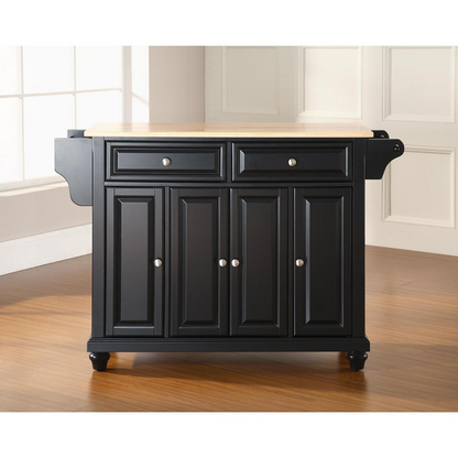 Start2Finish Cambridge wood top full-size kitchen island with storage shelves and wheels, ideal for modern kitchen spaces.