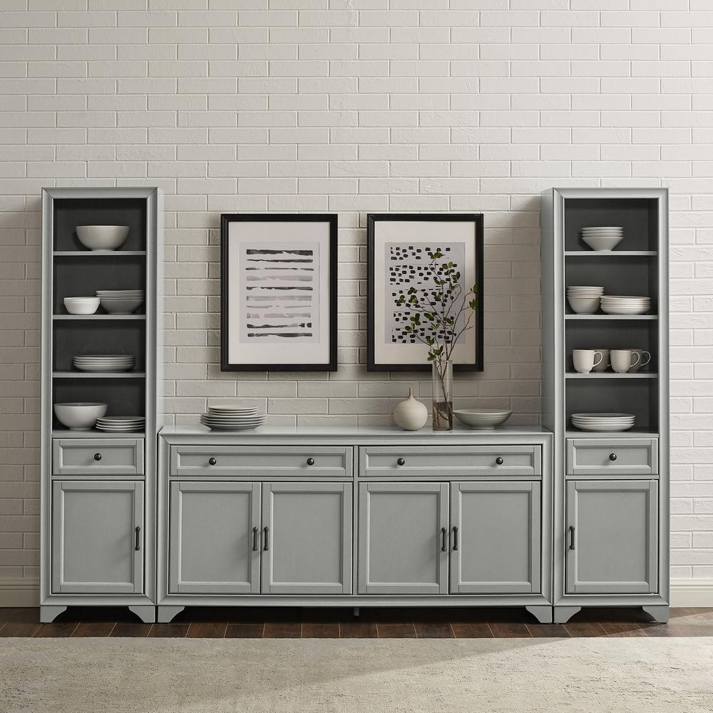 Start2Finish Tara 3-piece sideboard and bookcase set featuring a sleek sideboard and two tall bookcases with modern design.