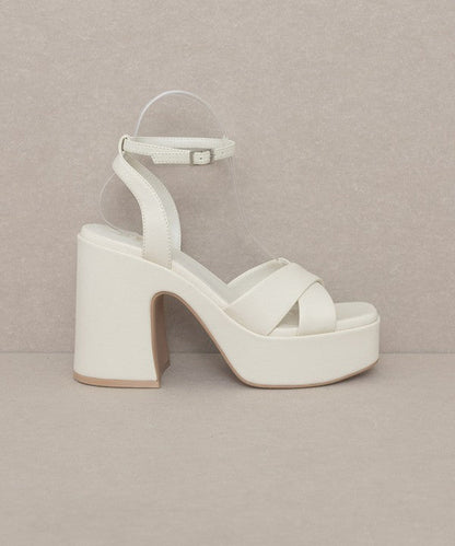 Jade Icarus Oasis Society Norah chunky platform heels with thick heel and open toe, black synthetic material.