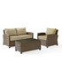 Start2Finish Bradenton 3-piece outdoor loveseat furniture set with loveseat, armchair, and coffee table on a patio.