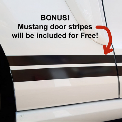 Black two-line racing stripe decals for cars, featuring auto vinyl design for RT, SRT, GT, and truck sport vehicles.