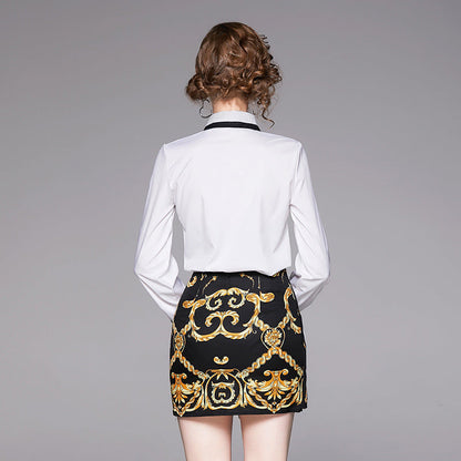Carmine Juneberry SweetCharm™ matching set with long sleeve top and mini skirt, featuring stylish, coordinated fashion in vibrant fabric.