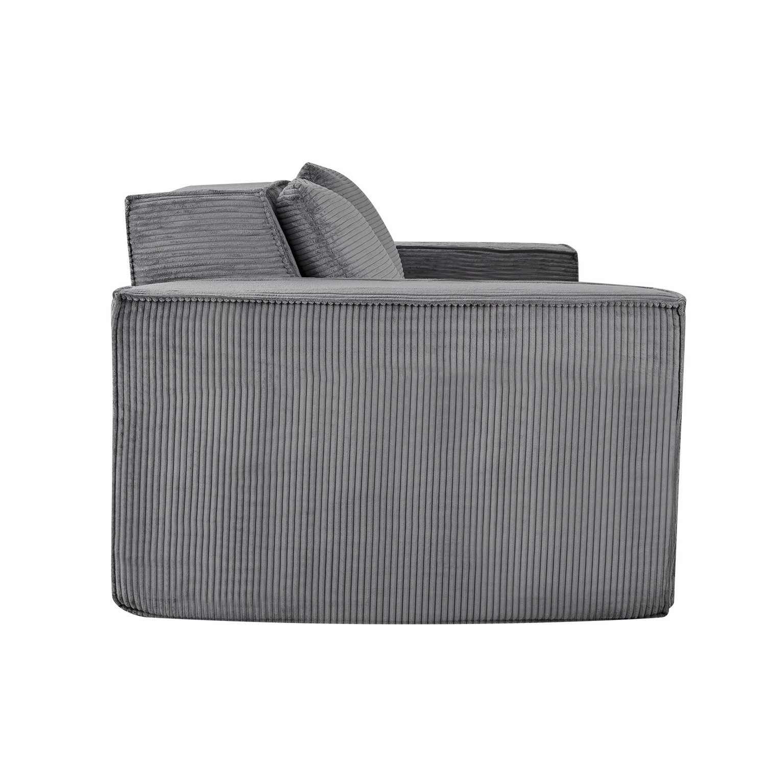 Gray VEVOR loveseat sofa, 63-inch modern 2-seater with soft cushions, corduroy fabric, pocket springs, ideal for living rooms or offices.