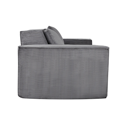 Gray VEVOR loveseat sofa, 63-inch modern 2-seater with soft cushions, corduroy fabric, pocket springs, ideal for living rooms or offices.