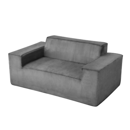 Gray VEVOR loveseat sofa with soft cushions, pocket spring support, and modern corduroy fabric, suitable for living room or bedroom.