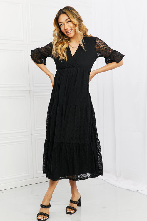 Pear Daisy P &amp; Rose Lovely Lace Full Size Tiered Dress for home and garden decor, featuring delicate lace and tiered design.