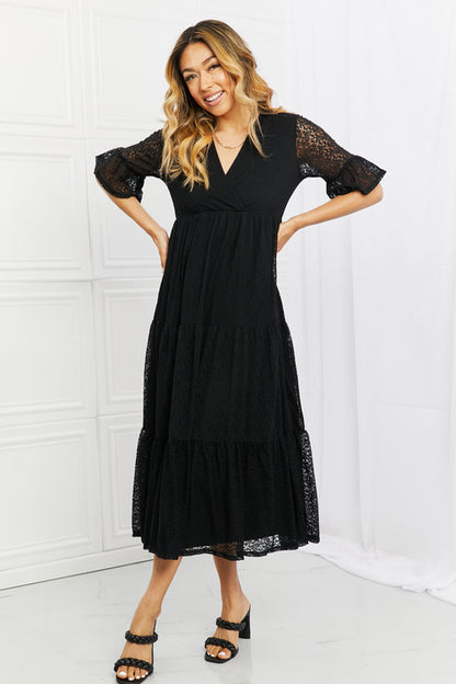 Pear Daisy P &amp; Rose Lovely Lace Full Size Tiered Dress for home and garden decor, featuring delicate lace and tiered design.