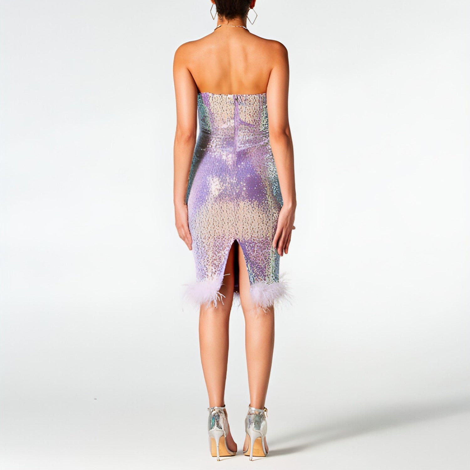 Hip-wrapped Carmine Juneberry fashion tube top dress for women, showcasing a stylish, form-fitting dress with a trendy design.